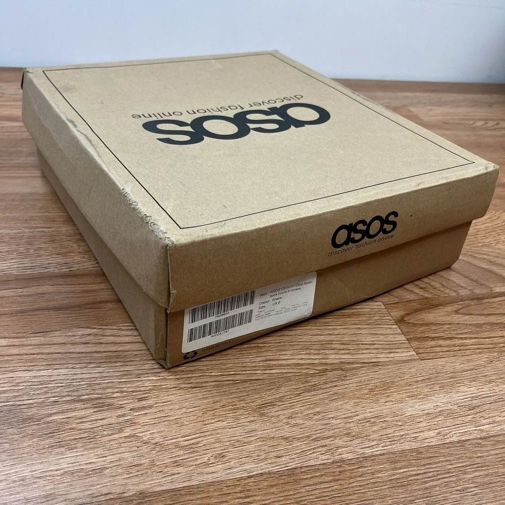 ASOS DESIGN Eliza Heeled Sock Boots in Snake Women's US Size 8 NEW